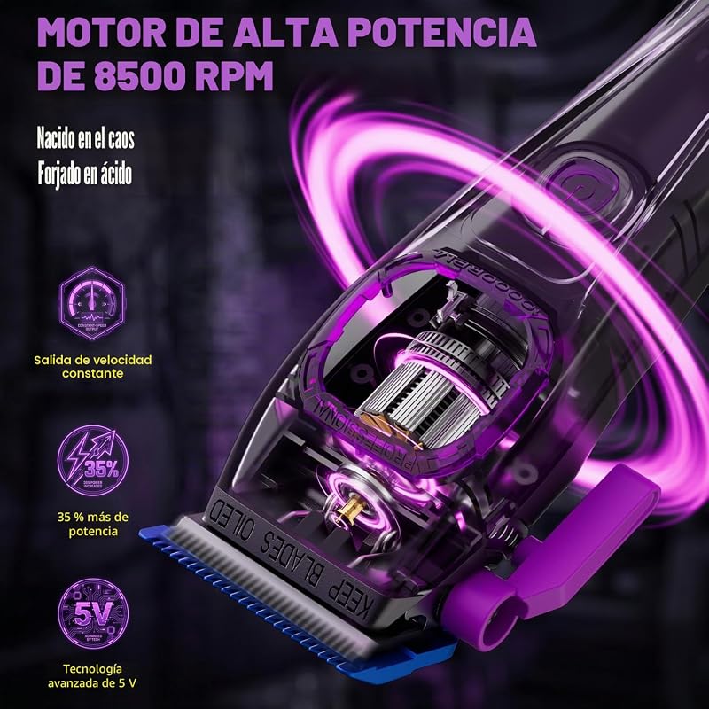 Máquinas Cortar Pelo Profesional, Cortapelos Inalámbrico-Morado