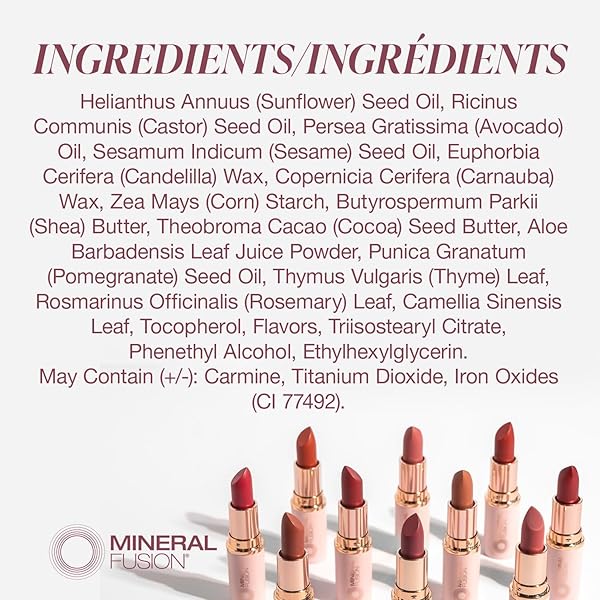 MINERAL FUSION LIPSTICK, VIVID & SMUDGE-FREE LIP COLOR WITH AVOCADO OIL, COCOA SEED BUTTER & MORE, LONG-LASTING VEGAN LIPSTICK, FD&C DYE-FREE, CRUELTY-FREE, PARABEN-FREE, GLUTEN FREE, PASSION PUNCH