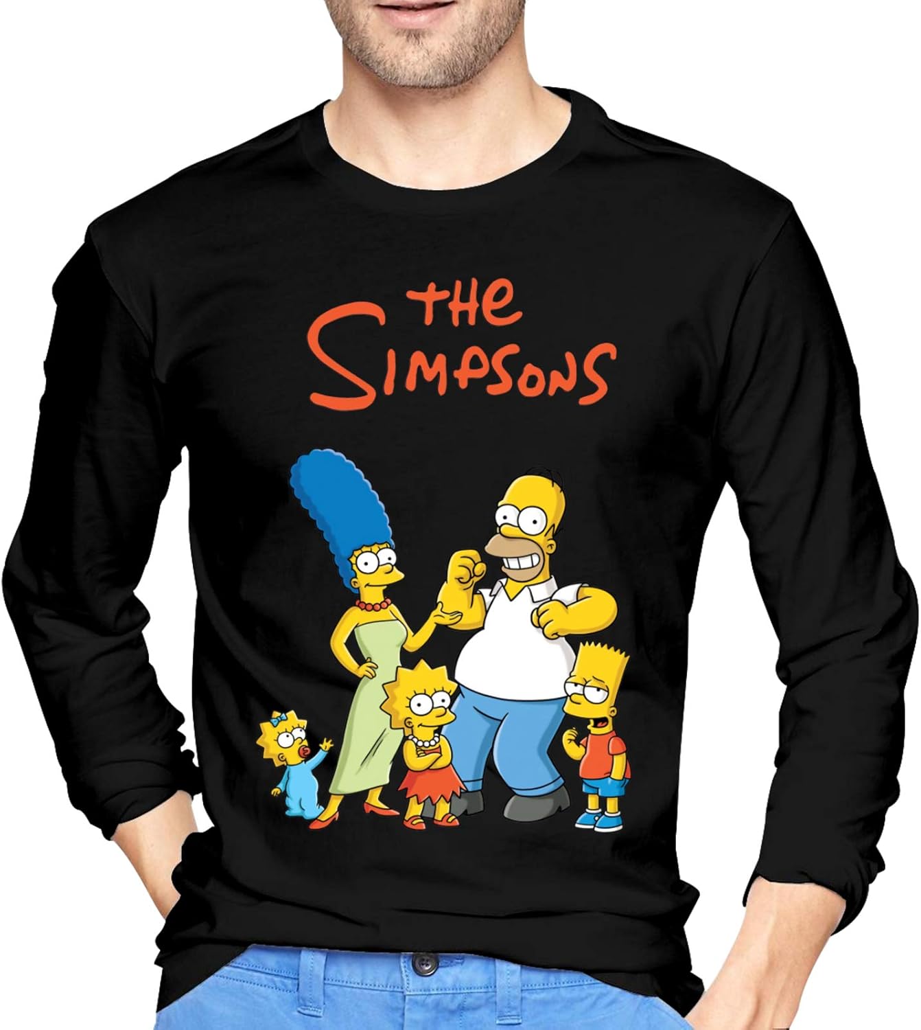 Bart Simpson Cotton Tops Long Sleeve TShirts Mans Crew Neck Long