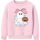 Cudtum Girl Boy Pumpkin Ghost Pullover Long Sleeve Cute Spooky Tops Halloween Sweatshirt
