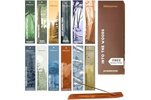 Folkulture Christmas Incense Sticks | Pack of 12 Non Toxic Insenses (240 Sticks) with Incense Holder | White Sage, Pine & Cedar, Palo Santo, Sandalwood Organic Inscents-Sticks for Home