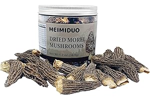 MEIMIDUO 1.2Oz (34g) Grade AAA Dried Morel Mushrooms (Morchella Conica) for Cooking, Ketone Friendly, Gluten-Free, Fat-Free, Sugar-Free, No additives, Healthy, Nutritious & Umami Morel Mushrooms