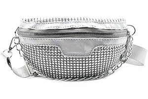 Shiny Rhinestones Crystal Waist Bag Fanny Pack for Women Girls Small Belt Bum Bag Crossbody Cell Phone Pouch for Party Beach 