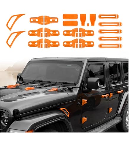 Black Hood & Door Hinge Cover Trim For Jeep Wrangler JK 2007-2017 - 10 Piece Set