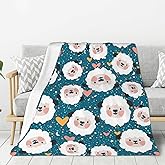 Oplp Cute Cartoon Sheep Throw Blanket for Bed Sofa Couch Blue Background Fleece Blankets Lightweight Soft Cozy 60"x50"
