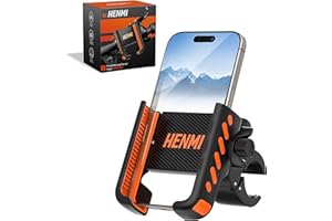 HENMI Motorcycle Phone Mount,[Camera Friendly] One Hand Operation Bike Phone Mount Holder, 360° Rotatable Cell Phone Holder for 5.5 inch to 7.5 inch Smartphone (Supports Recording While Riding)