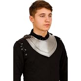 Queen Armour Medieval Gorget Neck Protection Armor 18 Gauge Silver Roman Crusader Costume Knight Helmet Shoulder Leather