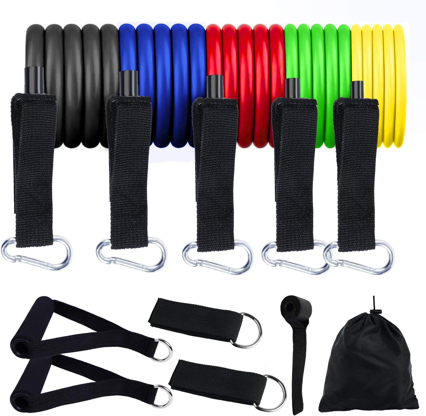 Resistance Bands Set, Exercise Bands with Door Anchor, Handles, Waterproof Carry Bag, Legs Ankle Straps for Resistance Training, Physical Therapy, Home Workouts