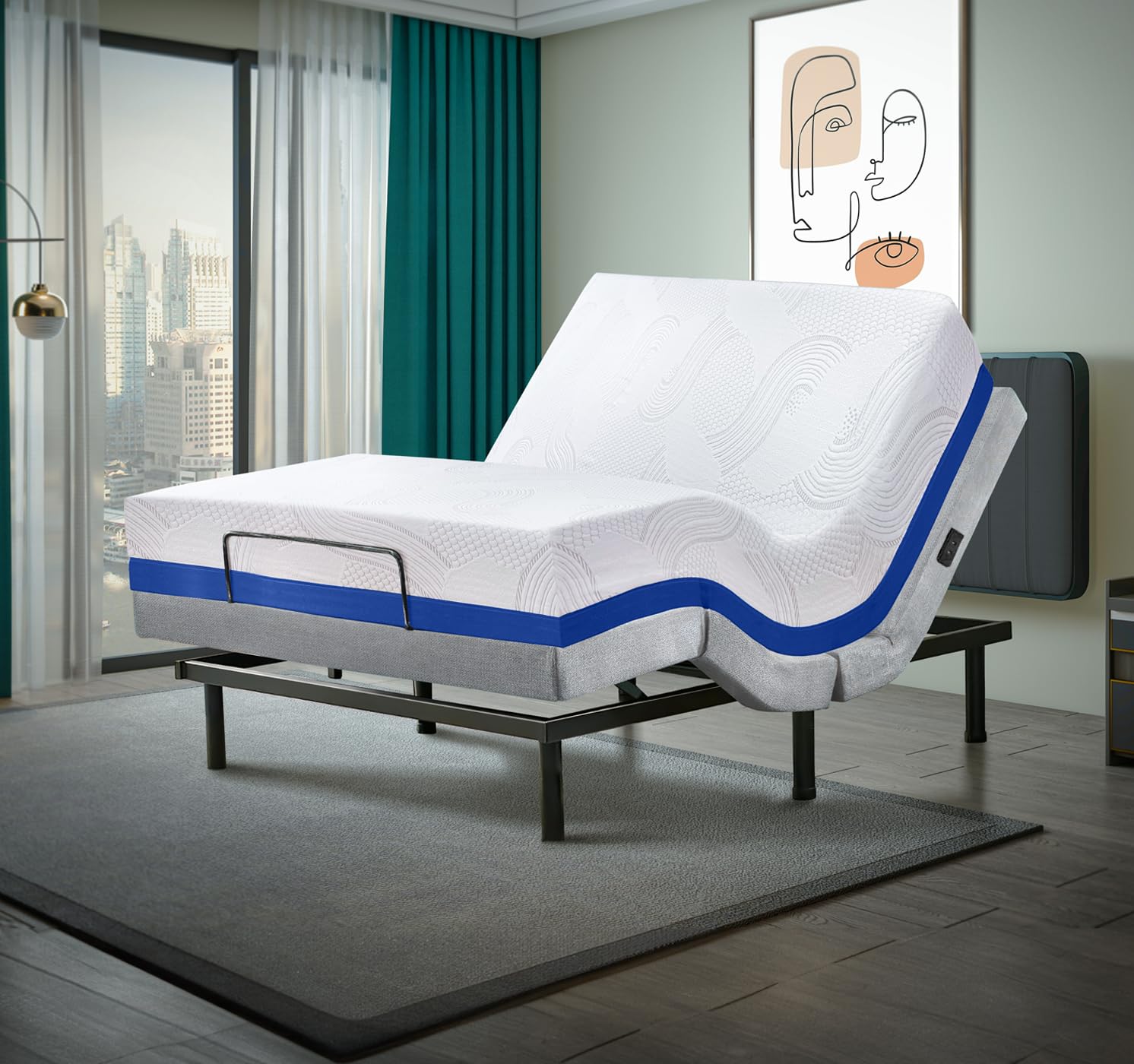 Photo 1 of Irvine Home Collection California King Adjustable Bed Base with 12 Inch Gel Memory Foam Mattress - Dual Massage - USB Ports - Zero Gravity - Underbed Light - Wireless Remote