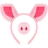 Chanaco Pig Ears Headband and Nose Set Pink Costume Adult Women Halloween Animal Costumes Cosplay Accessories Party Decorations Gifts