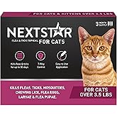 NEXTSTAR Flea and Tick Prevention for Cats, Repellent and Control, Fast Acting Waterproof Topical Drops, Flea Prevention for Cats Over 3.5 lbs, 3 Monthly Doses