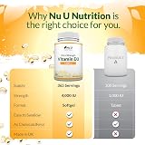 Nu U Nutrition Vitamin D 4000IU 365 Softgels Quadruple Strength UK Made view 6