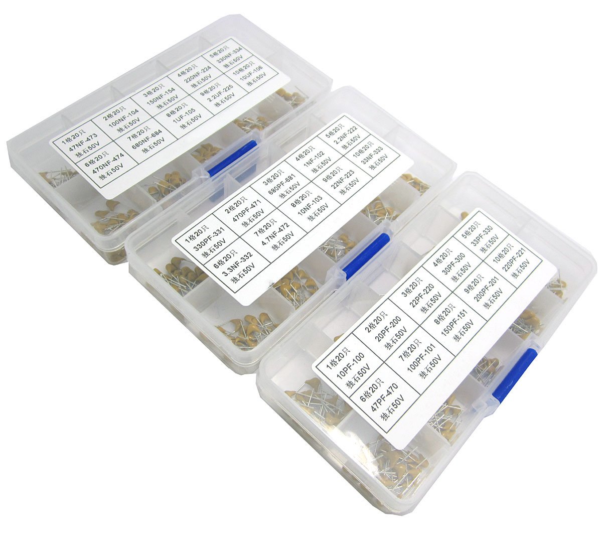 DollaTek 600PCS 30 Values 10pF to 10uF (each Value 20pcs) Multilayer Monolithic Ceramic Capacitor Set Assortment Kit + Plastic Box