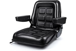 SEATIN Universal Forklift Seat with Adjustable Mounting Holes, Armrests,Safety Belt & Micro Switch – Foldable Tractor Seat for Mowers,Skid Steer Loaders,Backhoe,Telehandler (with armrest)