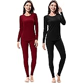 URATOT 2 Sets Women’s Thermal Underwear Set Fleece Lined Thermal Underwear Soft Long Top Bottom Set for Women Cold Winter