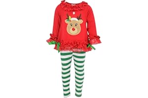 Unique Baby 2 Piece Girls Printed Leggings Outfit with Long Sleeve Shirt Kid and Toddler Clothes Set