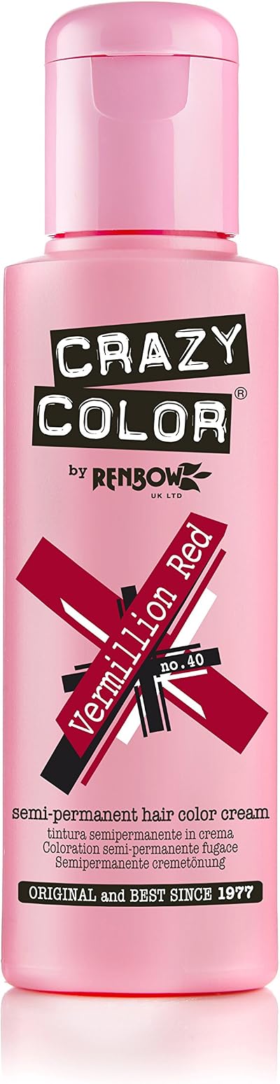 Crazy Color Vermillion Red No.40 Semi Permanent Hair Dye 100ml