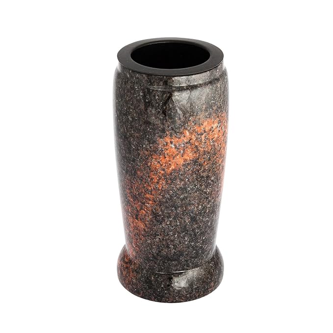 Moderne Grabvase aus echtem Granit Aurora Finnland Höhe 20 cm / Ø 10 cm Grabschmuck Granitvase Friedhofsvase Afterglow