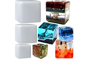 ZQYSING (3 Pack) Resin Cube Molds, Deep Square Silicone Molds for Epoxy Resin Casting DIY Art Craft Candle Soap Making