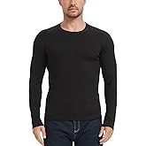 Manote 100% Merino Wool Men's Mid Weight Long Sleeve Thermal Shirt, 260gsm Undershirt, No-Odor Base Layer, XX-Large, Black