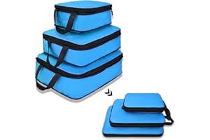 YZAOLL Compression Packing Cubes for Travel Small Expandable Packing Organizers 3pcs Set Blue