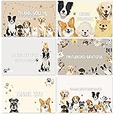 Whaline 48 Pack Cute Dog Thank You Cards Cartoon Greeting Cards with Envelopes & Stickers Blank Note Cards for Baby Shower Birthday Party Invitation Supplies