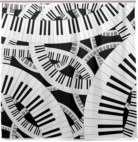 Amazon Nikivivi 防水シャワーカーテン 曲線ピアノキーボードベクトルイラスト波状 浴室 目隠し 間仕切り取付簡単 カーテンリング付属 おしゃれ バスカーテン 180ｘ180cm シャワーカーテン ホーム キッチン オンライン通販