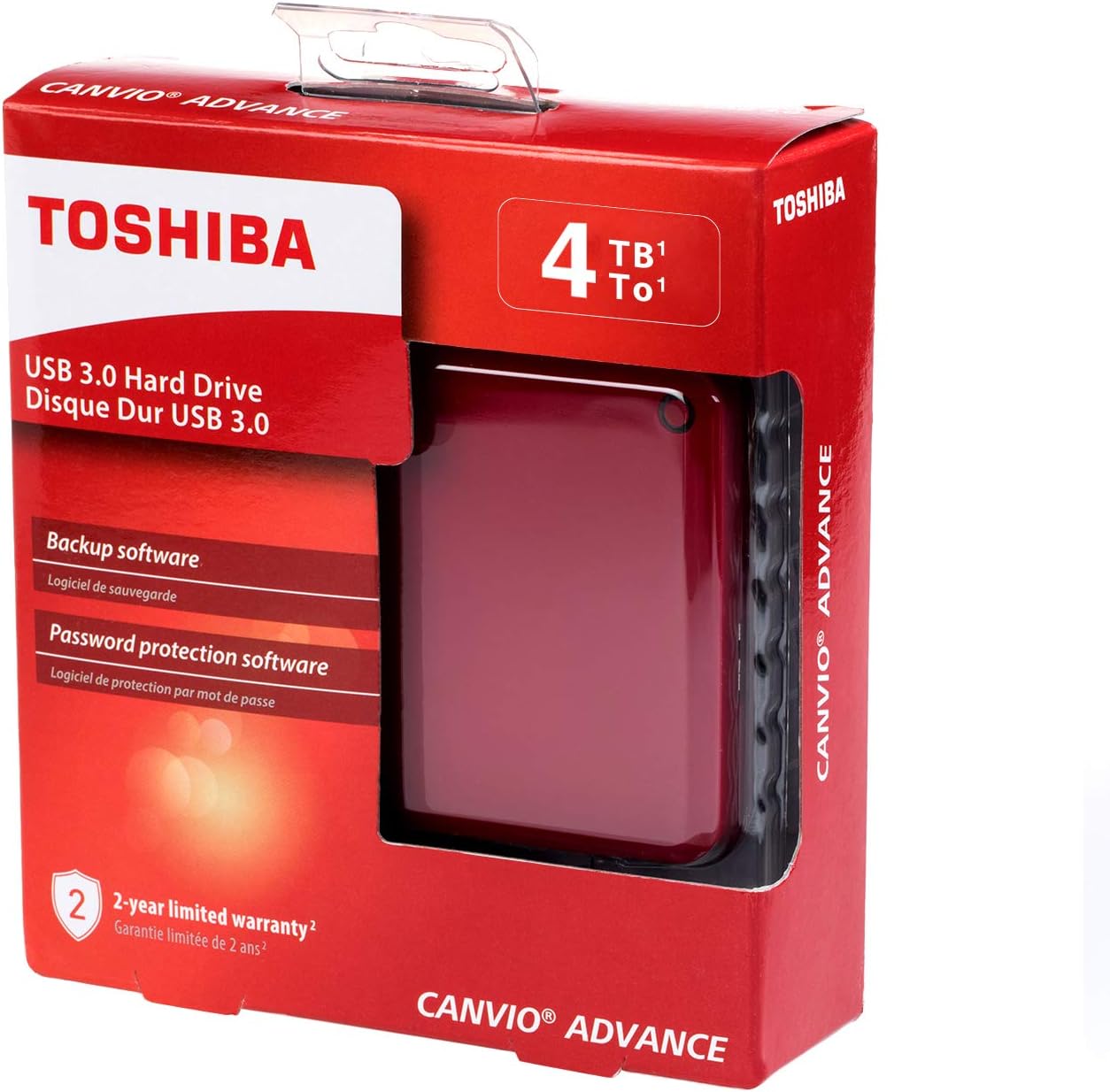 Toshiba Canvio Advance 4TB Portable External Hard Drive USB 3.0, Red (HDTC940XR3CA) - Review