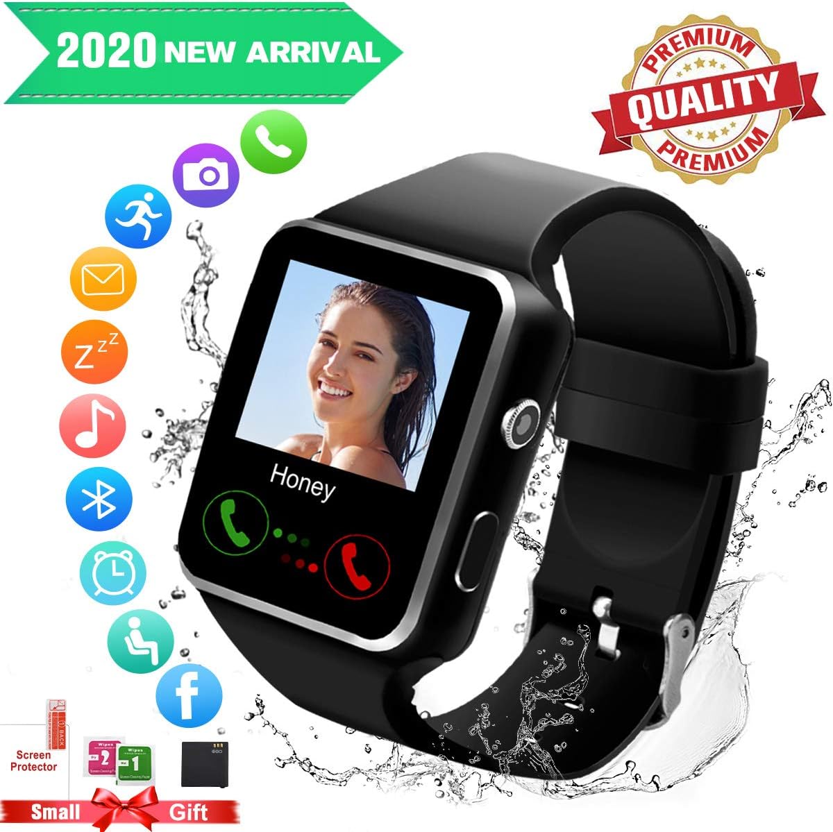 Smart watch for Android Phones,Smartwatch for Men Women,Smart Watches with Camera Bluetooth Watch with SIM Card Slot Cell Phone Watch Smartwatch for Android Samsung Huawei Phone iOS XS X8 10 11