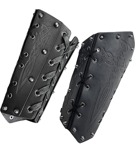 Protège-Bras Viking En Cuir PU | Brassards Réglables | Style Norse | Cosplay Et Déguisement