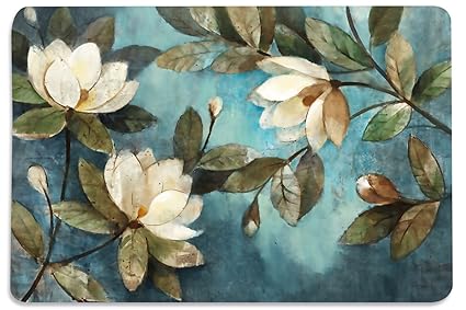 Walls and Murals Cotton HD Digital Floral Painting Dining Table Place Mats (Multicolour, 12x18-inch) - Set of 6