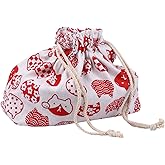 TOYANDONA Bento Box Drawstring Lunch Bag Double-Layer Thickened Japanese Style Bento Tote Pouch Candy Holder Pack for Home Wedding Birthday Party Red Anime Lunch Box
