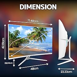 CRUA 32" White Curved Monitor, 4K