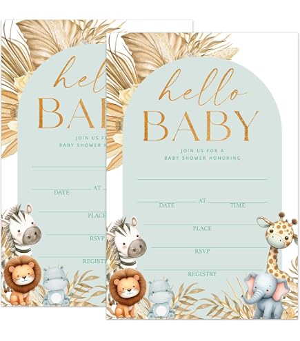 Buy Boy Baby Shower Invitation, Elephant Baby Shower Invitation, Jungle Baby Shower Invite Tropical Safari Animals Baby Shower Its A Boy 20 Fill In Invitations And Envelopes