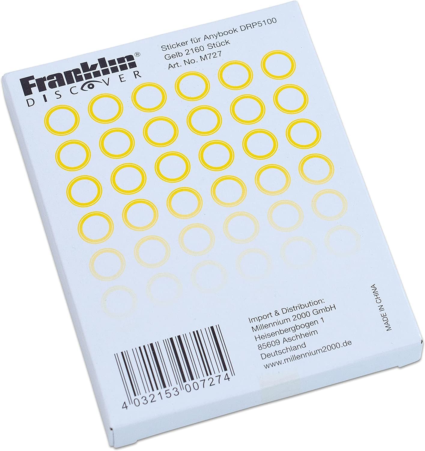 Sticker Set Yellow for Anybook Audio Pen (Franklin DRP5100 with Anybook Case Software) 2160 Sticker Codes