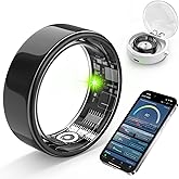 Free Shark Smart Ring with Sleep Monitoring, Step Counting, Heart Rate, Blood Oxygen for iOS and Android, No Subscription Fee, IP68 Waterproof Health Tracker (Black, 9)