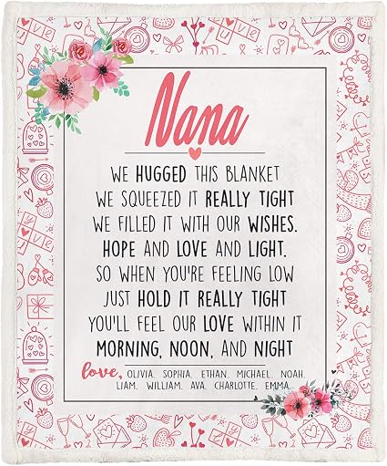 Amazon Com Desdirect Store Nana We Hugged This Blanket You Ll Feel Our Love Cozy Plush Fleece Blanket White Home Kitchen