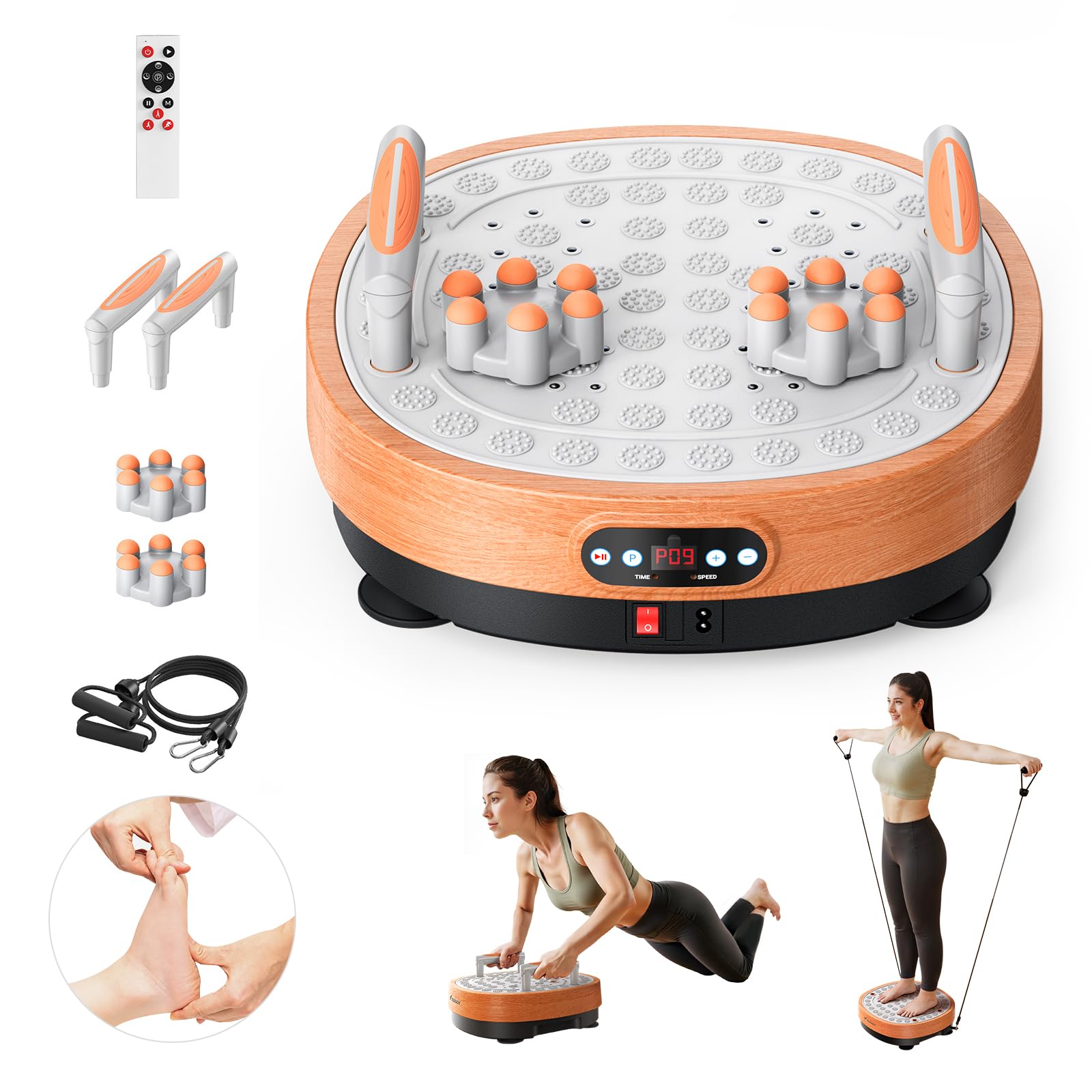 Photo 1 of MERACH Vibration Plate Exercise Machine with Foot Massager, Office Vibrating Plate Exercise Machine for Weight Loss, 0-99 Levels Amplitude and Easy to Store, Acupressure Relieves Leg Fatigue