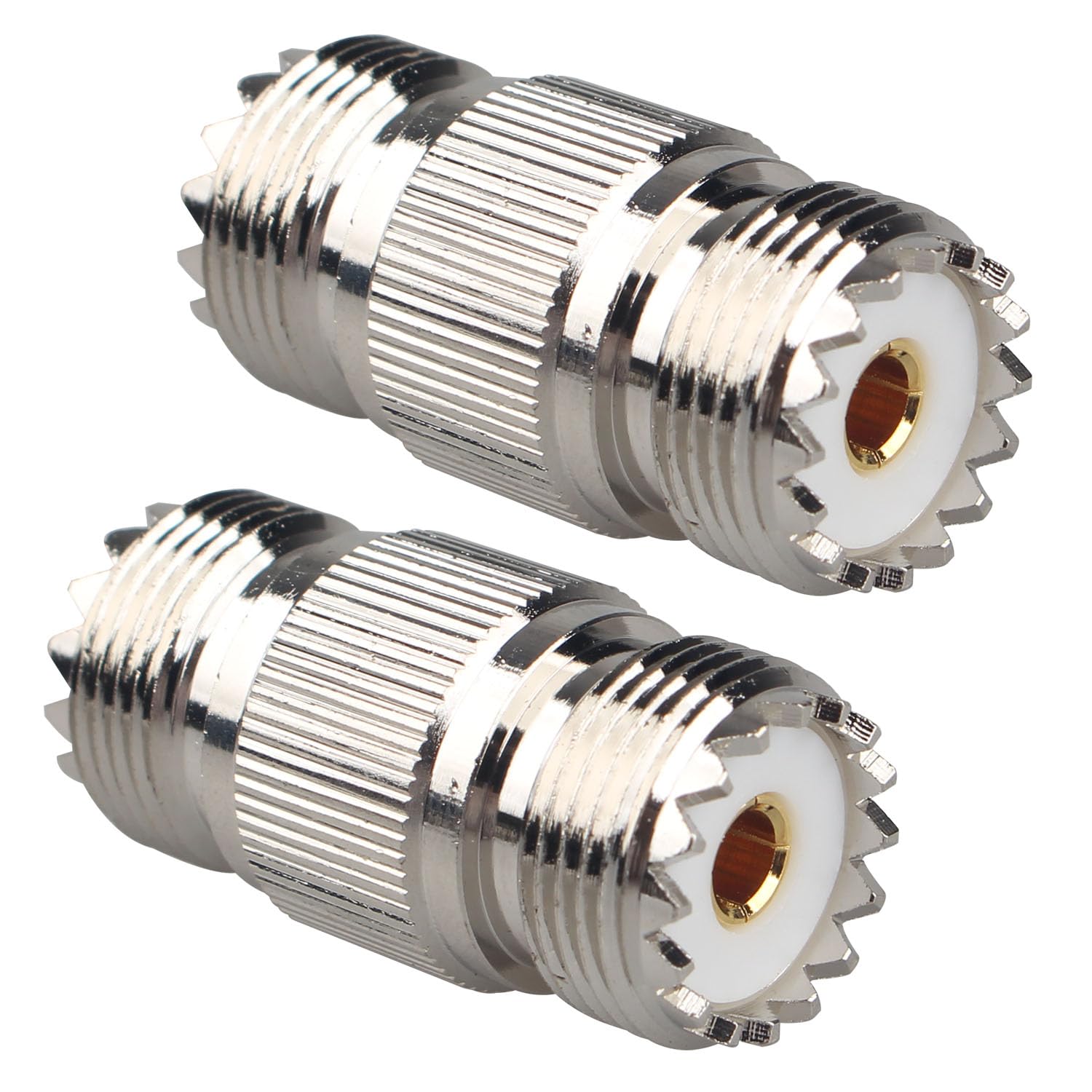 Futheda 2PCS SO239 UHF Female to Female Adapter Connector Adapter RF Coaxial Cable Connectors Compatible with Wi-Fi CB Ham Radio Walkie-talkie Video FPV Antenna Signal Booster Broadcast Telecom