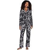 Johnny Was Carly Mina PJ Set Long Cotton Sun Home Lounge Sleepwear Black NEW