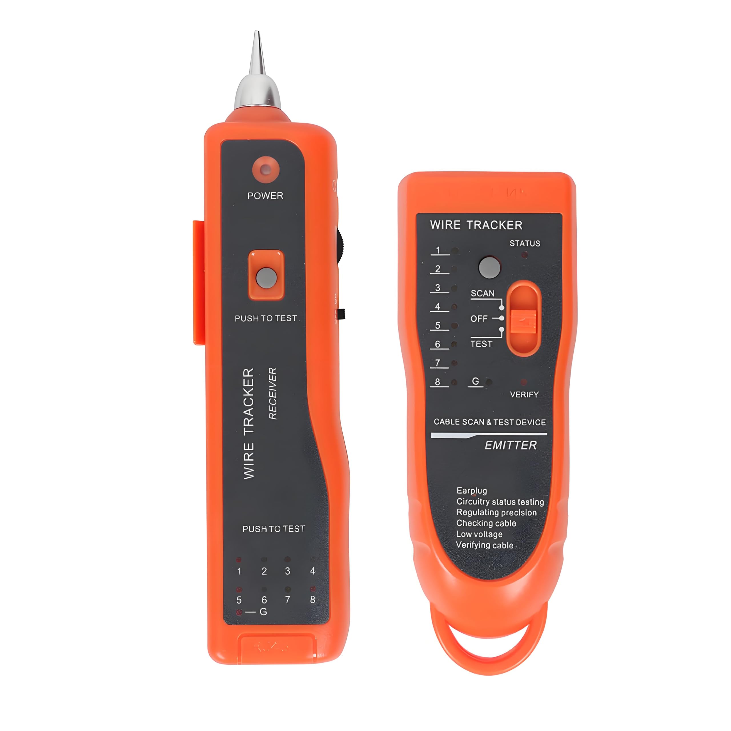 Photo 1 of Goeco Ethernet Network Toner RJ11 RJ45 Network Cable Tester LAN Tracker Wire Finder Cat5 Cat6 with 2 Network Wire Stripper Toolkit Orange