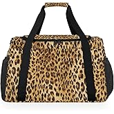 Leopard duffel bag Foldable Tote Bags for Women Cheetah 39L Waterproof Carry on Weekender Overnight Bags with Shoulder Strap for Business Trips Sport Hospital