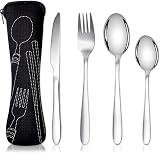 Acehome Stainless Steel Cutlery Set with Neoprene Case 4 Pc Black