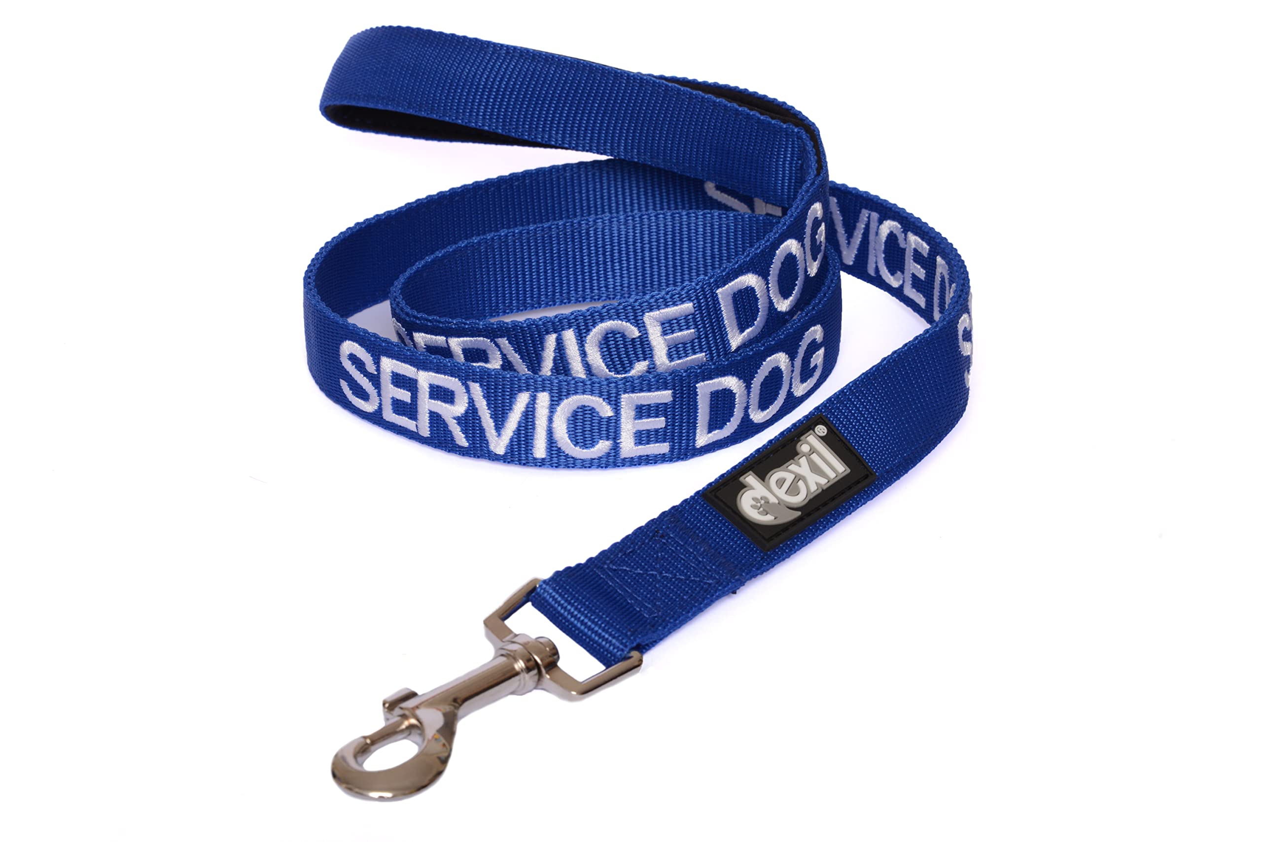 Dexil SERVICE DOG (On Duty/Do Not Disturb) Blue Warning Dog Colour Coded Luxury Padded Personalised 1.8m 6ft Lead Leash To Prevent Accidents or Incidents. Dog Award Winning