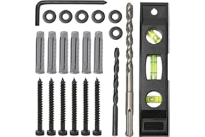 YUXLNJXEM Lag Bolt Kit for TV Wall Mount, Includes M8 Lag Screws, TV Mount Anchors Drywall, Washers, Bubble Level, Allen Key & 2 Drill Bits – TV Mounting Hardware for Wood Stud, Brick, or Concrete Walls
