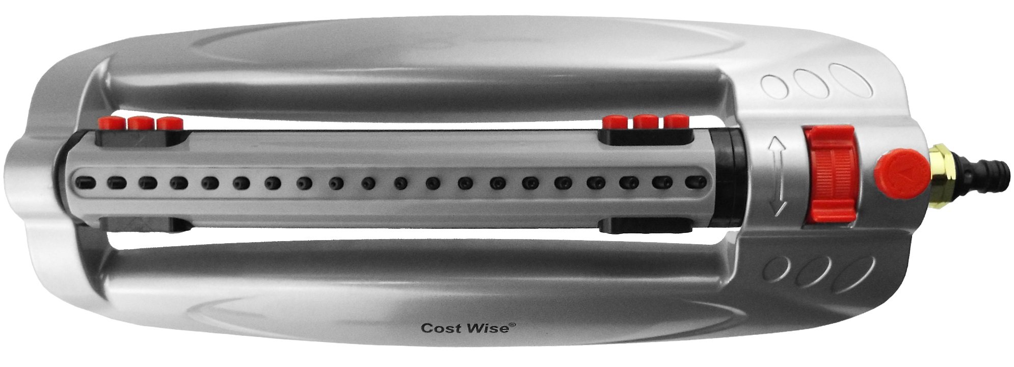 Garden watering irrigation multi- adjustable sprinkler,premium metal base+ universal male click hose connection,adjustable side-side and spray arc,coverage up to 375m sq dependant on water pressure