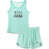 Cozchique Girls Tank Top Pajamas – Size 6 8 10 12 14 16 18 Summer Shorts Stripe PJS Set Big Kids Clothes for Tween/Teens