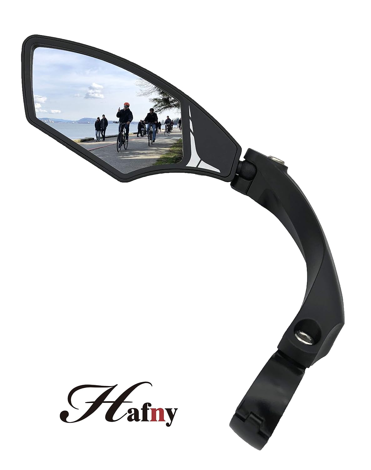 Hafny HF-MR085 360° Adjustable Bike Rearview Mirror - Clamp-On, Left/Right, Black