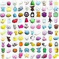 100 Pcs Mochi Toy, Random Squishy Fidget Toys, Soft Cute Animal Stress Relief Squishies Toys for Kids Party Favors, Classroom Prizes, Easter Basket Goodie Bag Stuffers, Christmas, Birthday Gifts