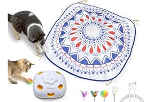 ORSDA Cat Toys, 4 in 1 Interactive Cat Toys for Indoor Kitten, Automatic Electric Enrichment Hide and Seek, Chase The Feather, 8 Holes Mice Whack-A-Mole, Catch Magic Wand